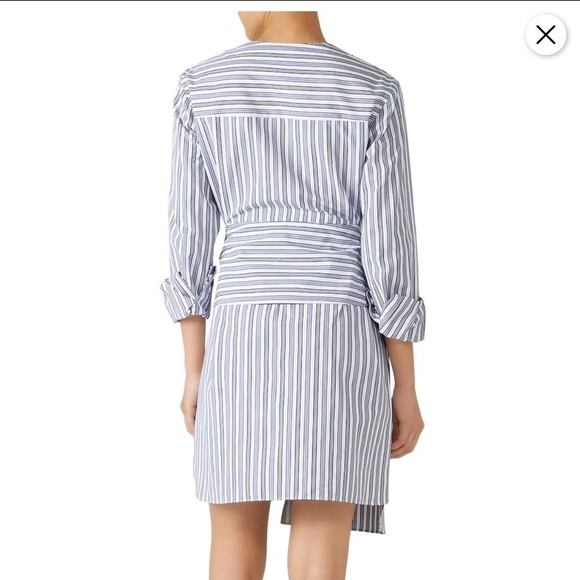 TIBI Liam Stripe V-Neck Shirt with Tie Sz 8 $395 - Picture 8 of 14